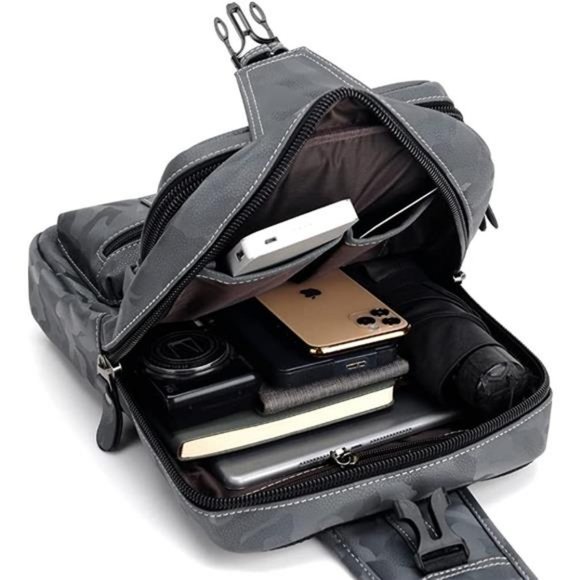 Small Black Sling Crossbody Backpack Shoulder Bag for Men - Picture 6 of 6